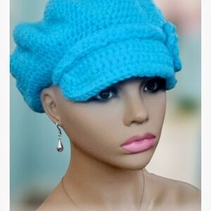 Blue Knit Women's Cap